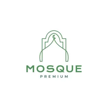 Dome mosque and gate pray muslim religion minimalist logo design vector ico.. Stockillustratie