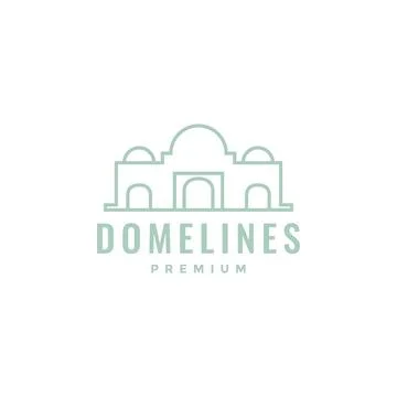Dome mosque gate pray time muslim minimal logo design vector icon illustrat.. Stock Illustration