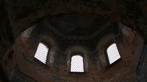 Dome of the old church, inside view Stock Footage 122238710
