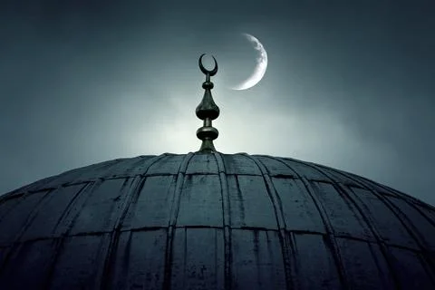 Dome of an old mosque with a crescent Stock Photos