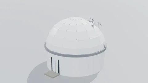 Dome optics astro 3d loop white background 3D animation seamless loop Stock Footage 341850364