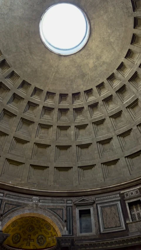 The dome of the Pantheon features a remarkable skylight that captivates viewers Stock Footage 301383413