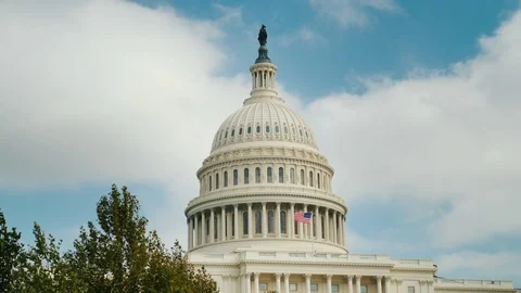 The dome of the recognizable Capitol building in Washington, DC. Against the Stock Footage 83200879