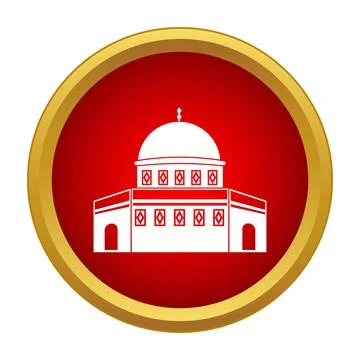 Dome of the rock icon in red circle Stock Illustration