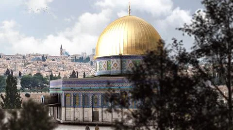 Dome of the rock, Jerusalem, aerial view Stock Illustration