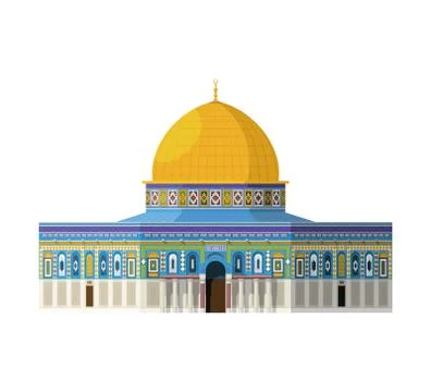 Dome of the Rock (Jerusalem). Isolated on white background vector illustratio Illustrazione stock