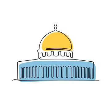 Dome of the Rock, Jerusalem one line illustration Stock Illustration