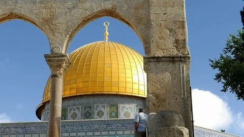 Dome of the Rock in Jerusalem over Temple Mount Stock Footage 79596220