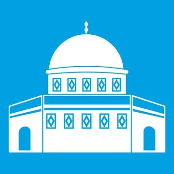 Dome of the Rock on the Temple Mount icon white Stock Illustration