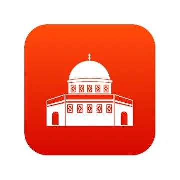 Dome of the Rock on the Temple Mount icon digital red Stock Illustration