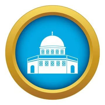 Dome of the Rock on the Temple Mount icon blue isolated Stock Illustration