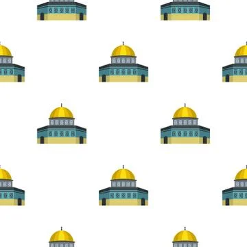 Dome of the Rock on Temple Mount pattern flat Stock Illustration