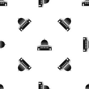 Dome of the Rock on the Temple Mount pattern seamless black Stock Illustration