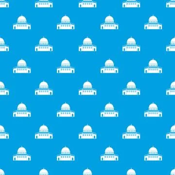 Dome of the Rock on the Temple Mount pattern seamless blue Stock Illustration