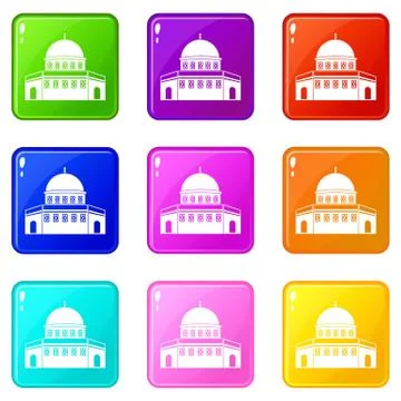 Dome of the Rock on the Temple Mount set 9 Stock Illustration