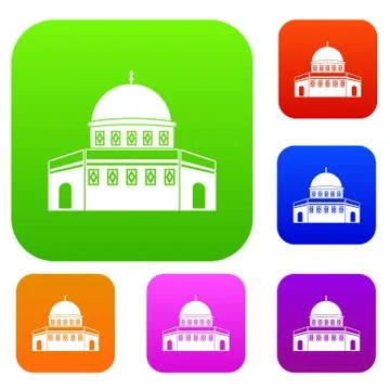 Dome of the Rock on the Temple Mount set collection Stock Illustration