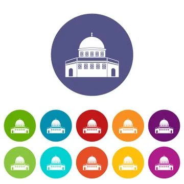Dome of the Rock on the Temple Mount set icons Stock Illustration