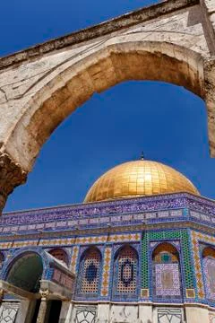 Dome of the rock through an arch Stock Photos