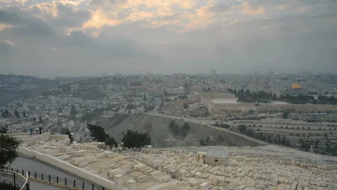 Dome of the Rock as viewed from the Mount of Olives, Jerusalem, Israel. Stock Footage 130902146
