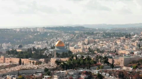Dome of the Rock as viewed from Olives Mount Stock Footage 41854564
