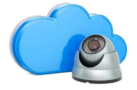Dome security camera with cloud storage, 3D rendering Stock Illustration