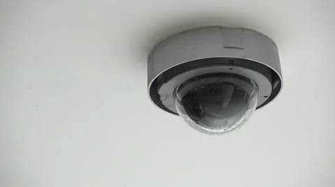 Dome security camera on top of ceiling 4k 스톡 동영상 55651395