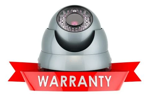Dome security camera warranty concept. 3D rendering Stock Illustration