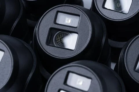 Dome security cameras in black on a light background, surveillance cameras. Stock Photos