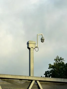 Dome security surveillance camera mast portrait Stock Photos
