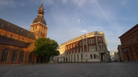 Dome Square and Riga Cathedral Video stock 79354176