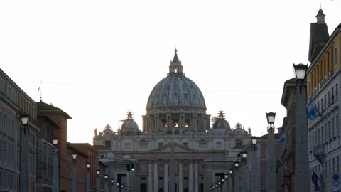 Dome of St. Peter Basilica in Rome Stock Footage 92023018