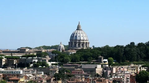 Dome of St. Peter, Vatican City, Rome. Clear sky, july 2019 Stock Footage 116781614