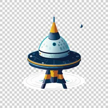 Dome Structure With Surrounding Circle tower technical black Stock Illustration