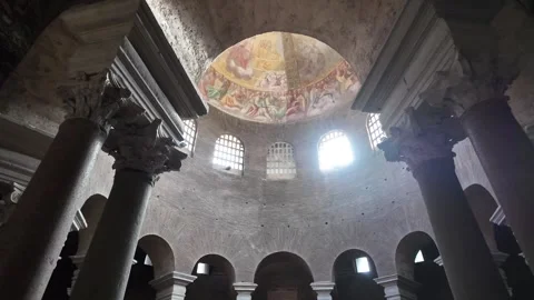 The domed ceiling of the Mausoleum of Santa Costanza Video stock 333917954