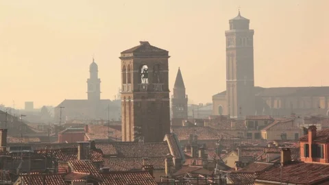 Domes and roofs in Venice view from above Stock Footage 109334465