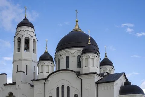 Domes of the Cathedral of the Intercession of the Most Holy Theotokos. Borovsk 写真素材
