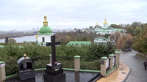 Domes with crosses churches, temples Stock Footage 98641423