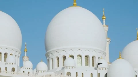 Domes of Sheikh Zayed Grand Mosque in Abu Dhabi, UAE, one of the largest mosques Stock Footage 284347695