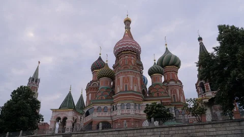 Domes of St. Basil's Cathedral on the Red Square in Moscow, Russia. Stock Footage 119173795