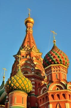 Domes of St. Basil's Cathedral on red square, 16-th century. Moscow, Russia Stock Photos