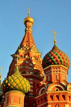Domes of St. Basil's Cathedral on red square, 16-th century. Moscow, Russia Stock Photos