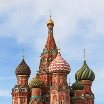 Domes of St. Basil’s Cathedral on Red Square in Moscow Stock Photos