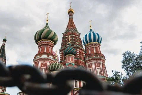 Domes of St. Basil's Cathedral on the Red Square in Moscow, Russia Stock Photos