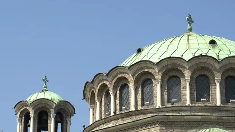 The domes of St Nedelya Church in Sofia showing architectural details and design Stock-Footage 334155178