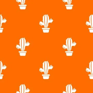 Domestic cactus pattern vector orange Illustrazione stock