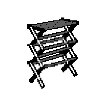 Domestic clothes drying rack pixel art vector illustration Stock Illustration