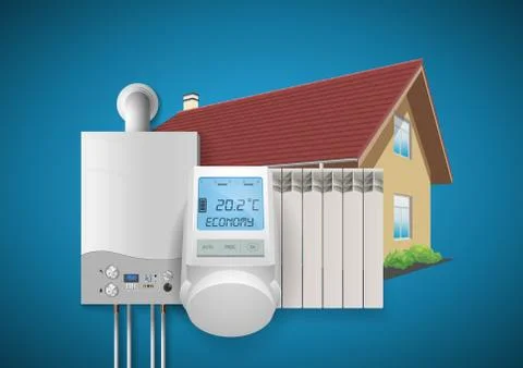 Domestic heating system concept Stock Illustration