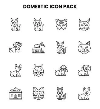 Domestic Line Vector Icons Pack Stock Illustration