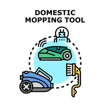 Domestic mopping tool vector concept illustration Stock Illustration