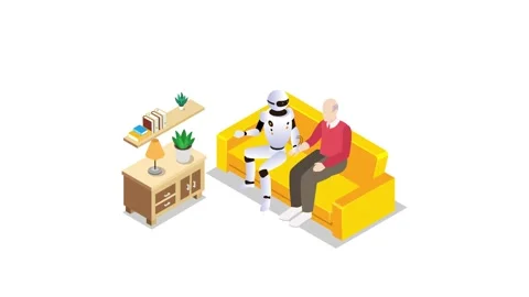 Domestic Personal Robot Engineered for elderly people Stock Footage 261120560